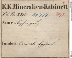 Etiketten zu Kupfer Gediegen (NHMW-MIN-Aq777)